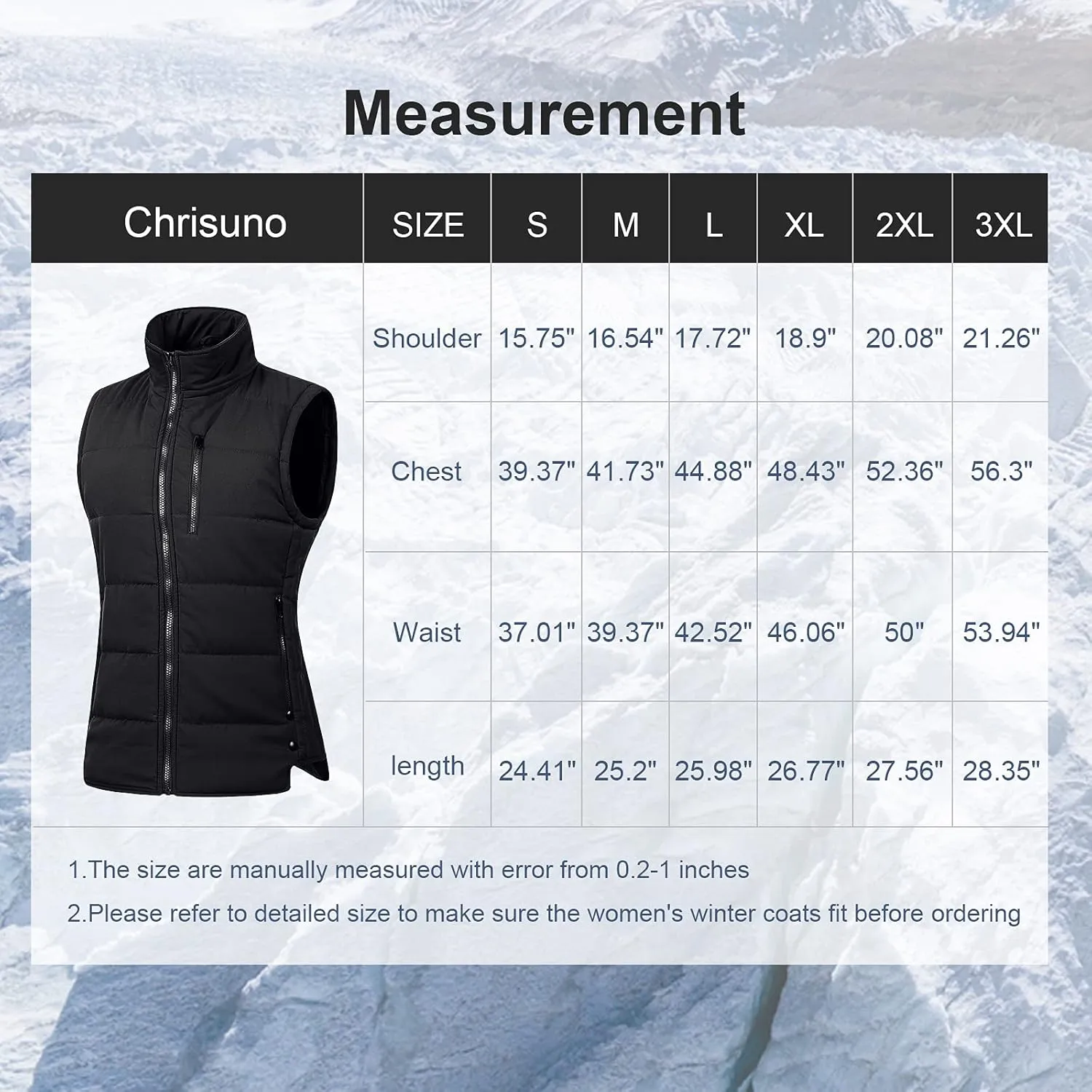 Chrisuno Women's Winter Vests Outerwear Lightweight Quilted Puffer Utility Vest