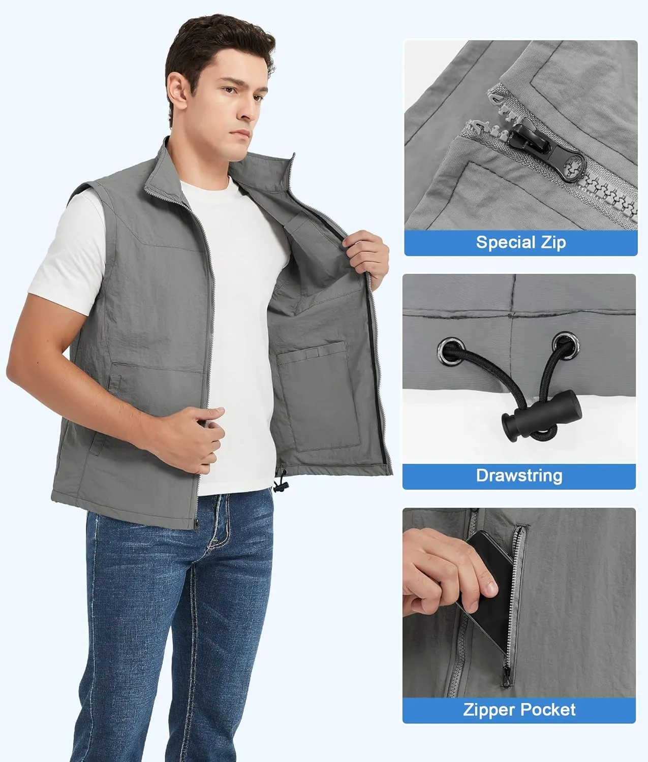 Cooling Vest for Men Hot Weather Ice Vest with 24 Ice Packs Breathable Cool Jacket for Outdoor Work Everyday Active