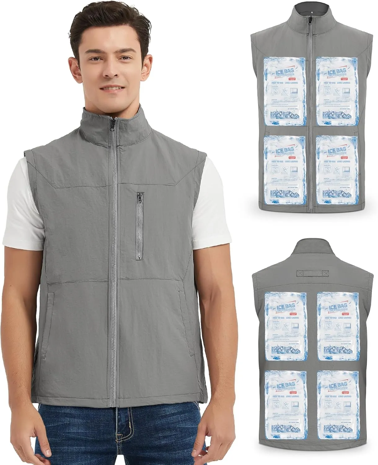 Cooling Vest for Men Hot Weather Ice Vest with 24 Ice Packs Breathable Cool Jacket for Outdoor Work Everyday Active