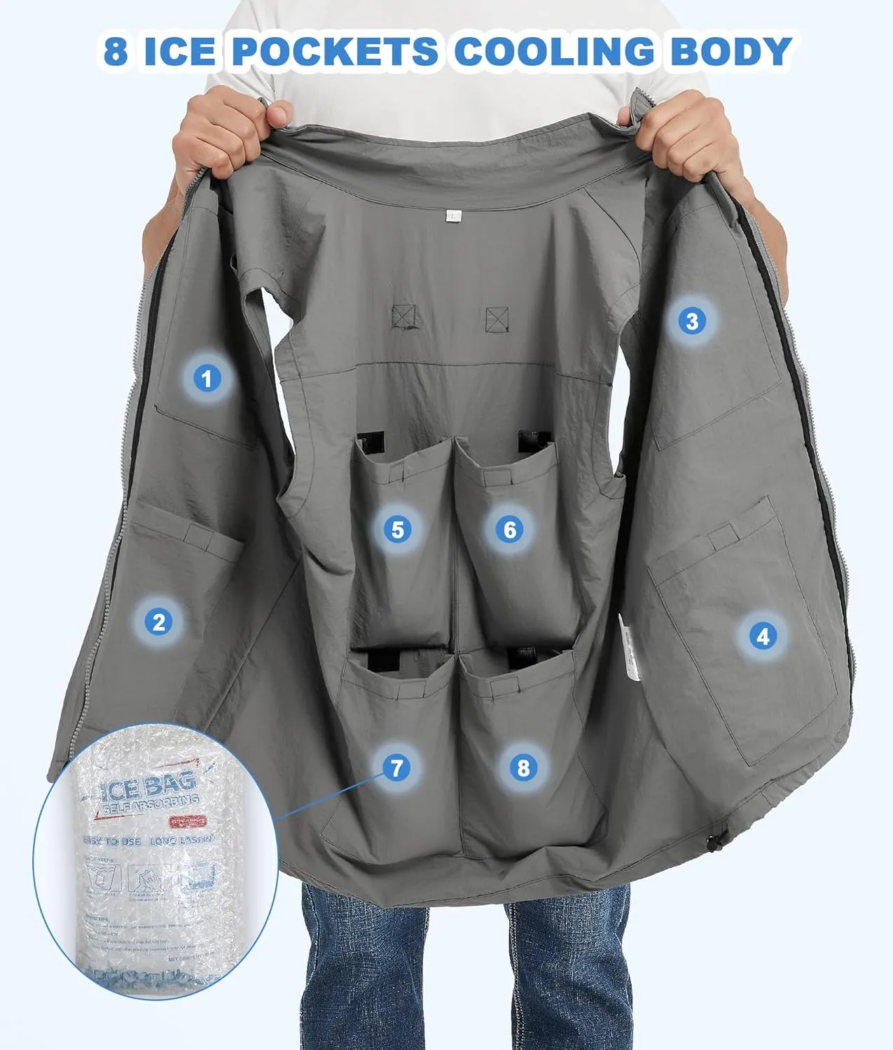 Cooling Vest for Men Hot Weather Ice Vest with 24 Ice Packs Breathable Cool Jacket for Outdoor Work Everyday Active