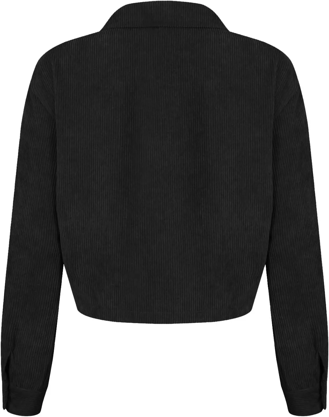Corduroy Shacket Women Cropped Button Down Shirts Jacket Casual Fall Long Sleeve Crop Tops Bomber Jacket with Pockets
