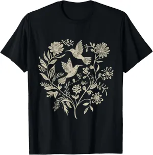 Cottagecore Birds and Flowers T-Shirt