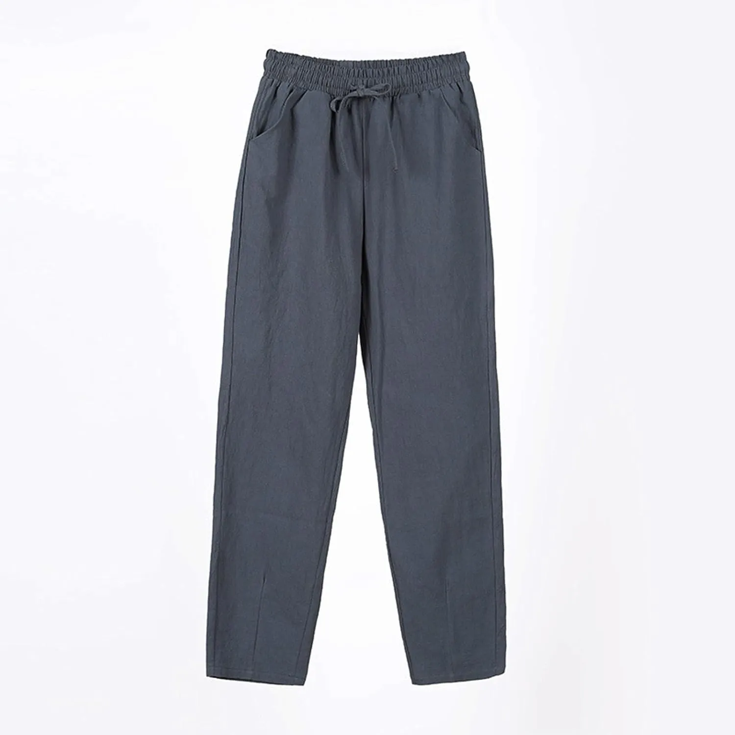 Cotton Linen Pants Women Palazzo Straight Lounge Drawstring Beach Linen Clothes for Women 2025