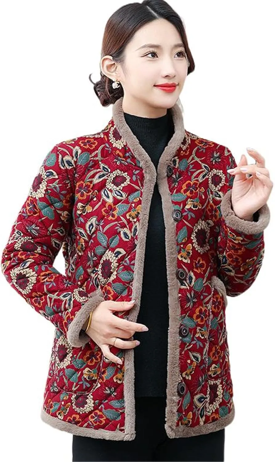 Cotton Padded Jackets and Winter Cotton Coats for Middle-aged and Elderly Women in Spring and Autumn