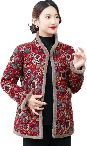 Cotton Padded Jackets and Winter Cotton Coats for Middle-aged and Elderly Women in Spring and Autumn