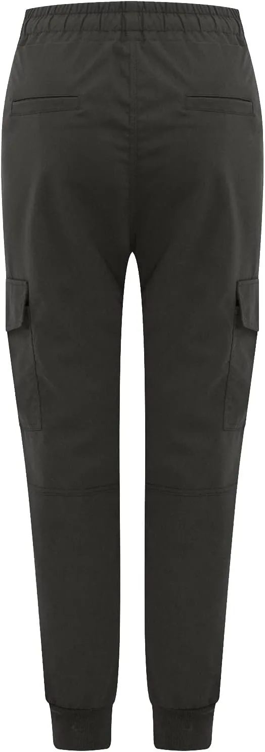 Cotton Womens Summer Cargo Pants Lightweight Casual Plus Size Drawstring Elastic Waist Loose Hiking Pocket Trousers