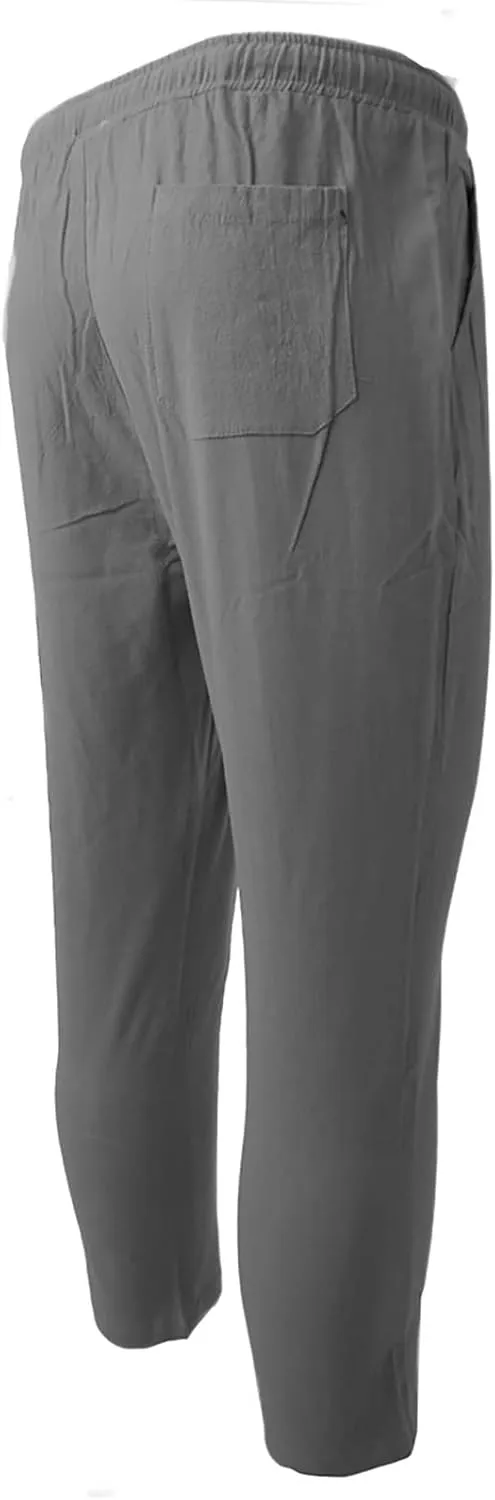 Ctreela Summer Lightweight Jogger Casual Pants for Men Big & Tall Drawstring Slim Fit Sweatpants Solid Workout Running Pants