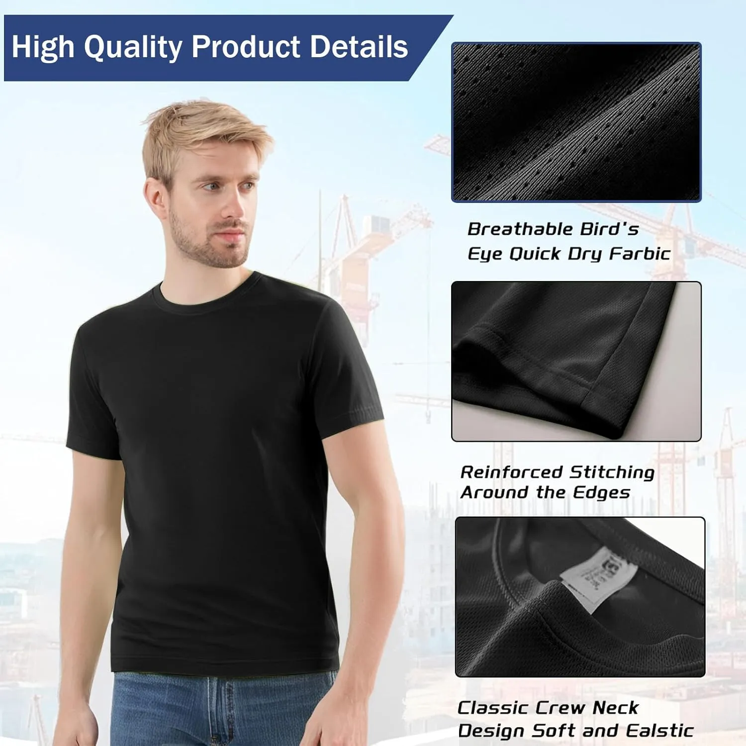 Custom Shirt for Men, Quick Dry Bird's-Eye Knit Polyester, Design Your Own Shirts, Customized T-Shirt Front & Back