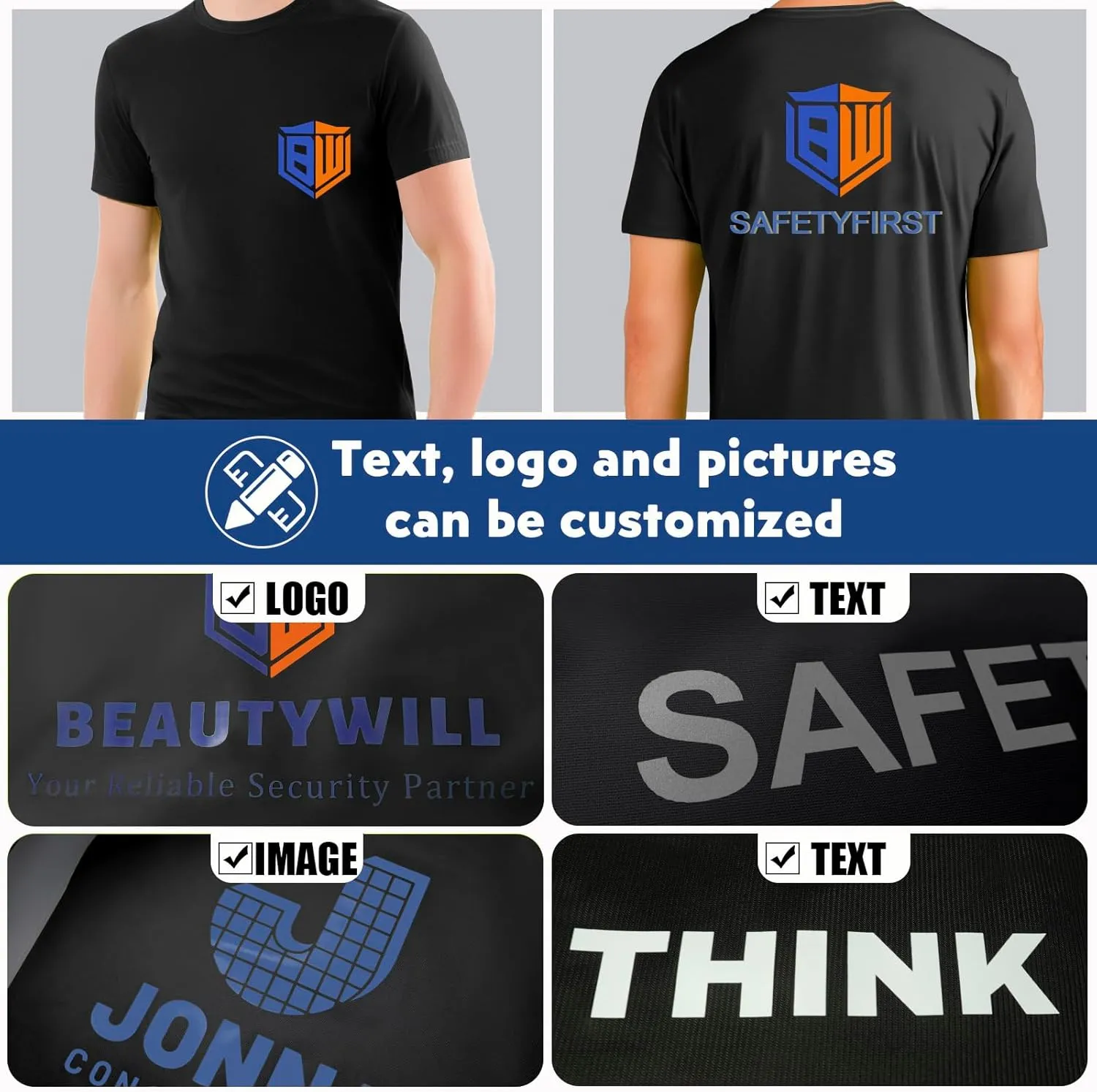 Custom Shirt for Men, Quick Dry Bird's-Eye Knit Polyester, Design Your Own Shirts, Customized T-Shirt Front & Back