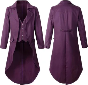 Dademeo Steampunk Gothic Coat Winter Jacket Solid Cardigan Long Sleeve Casual Trench Coat Long Sleeve High Low Button Coat