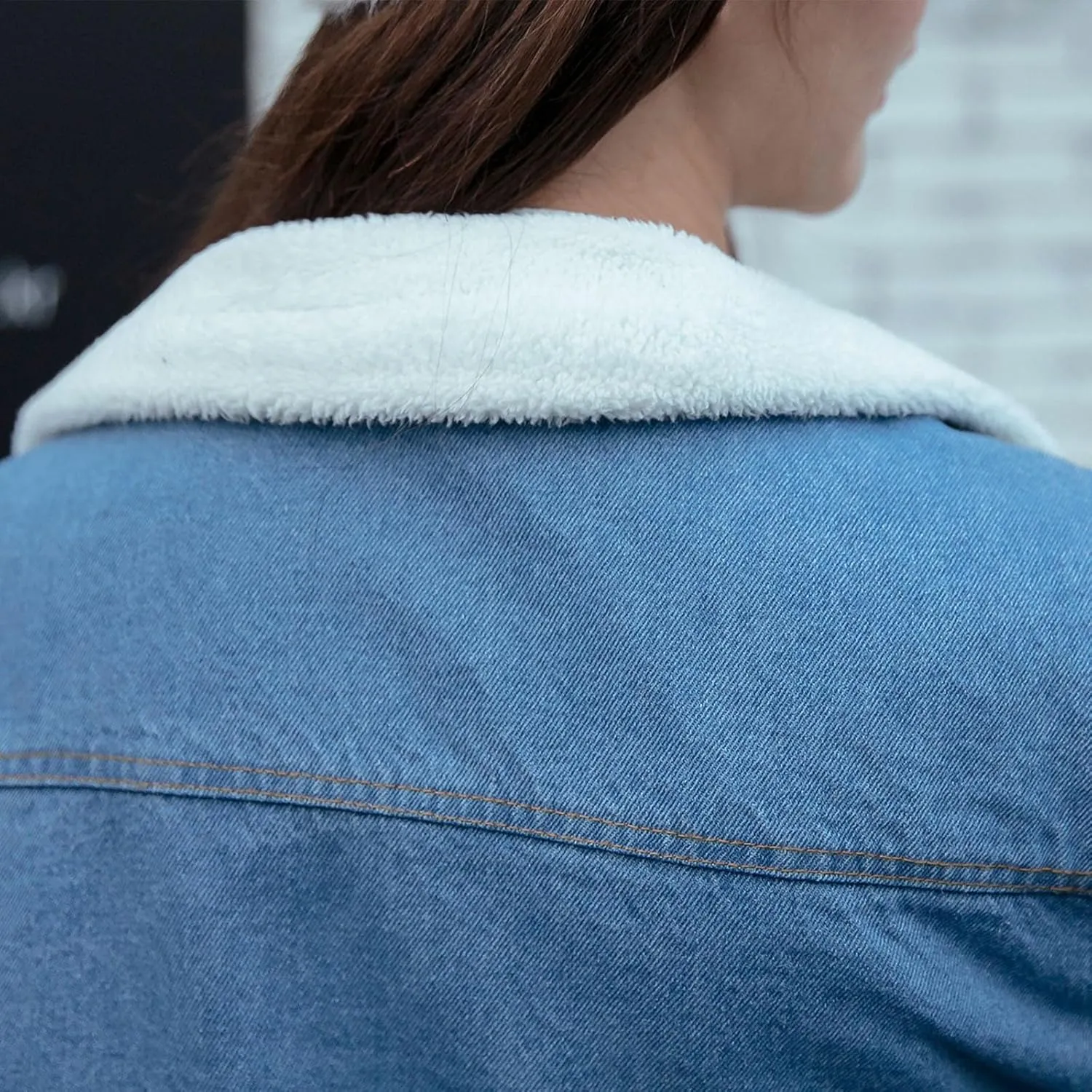 DDAPJ pyju Women's Hooded Denim Jacket Mid-Long Sherpa Fleece Lined Thicken Winter Coats Trucker Jacket Overcoat with Pockets