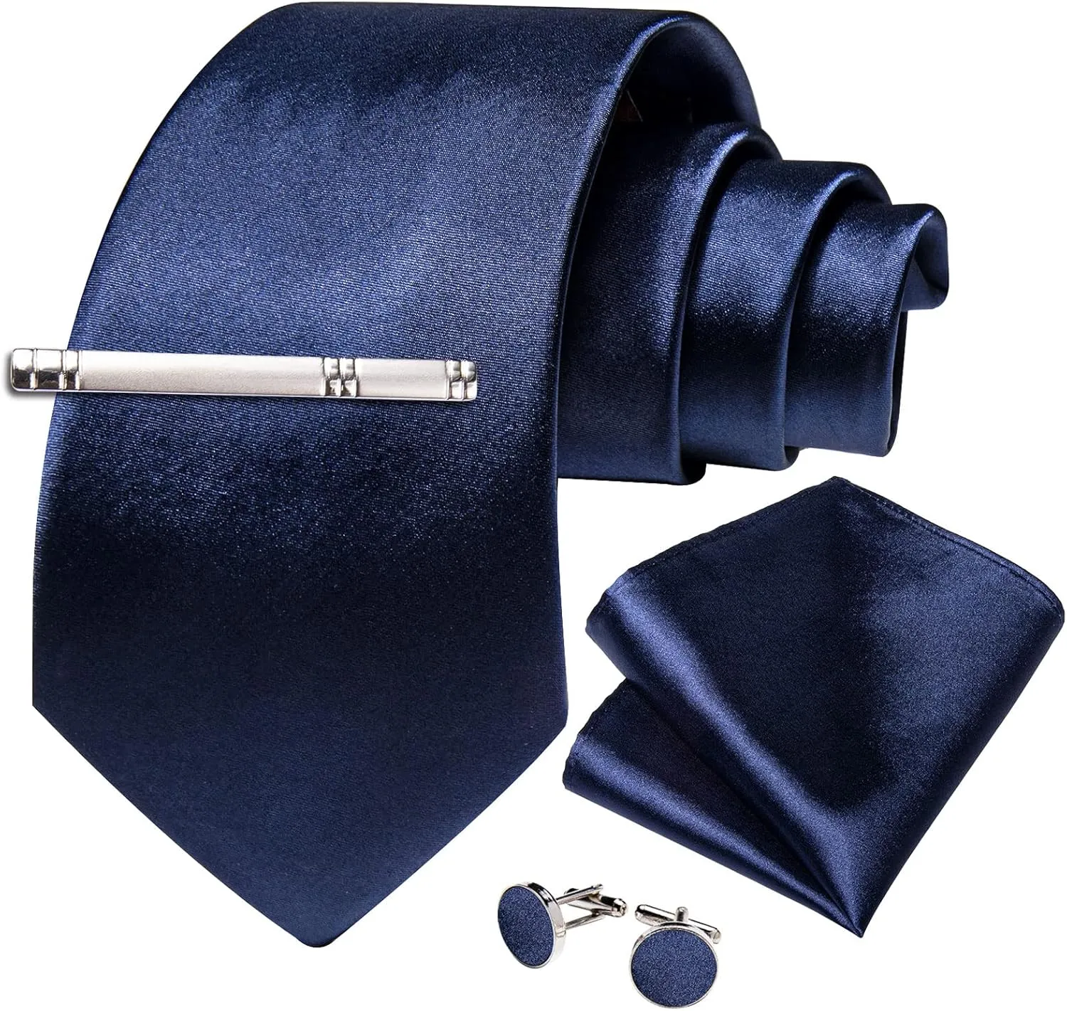 DiBanGu Men's Satin Suit Vest & Tie Set 5PCS Solid Color Dress Waistcoat for Suit or Tuxedo Wedding Party