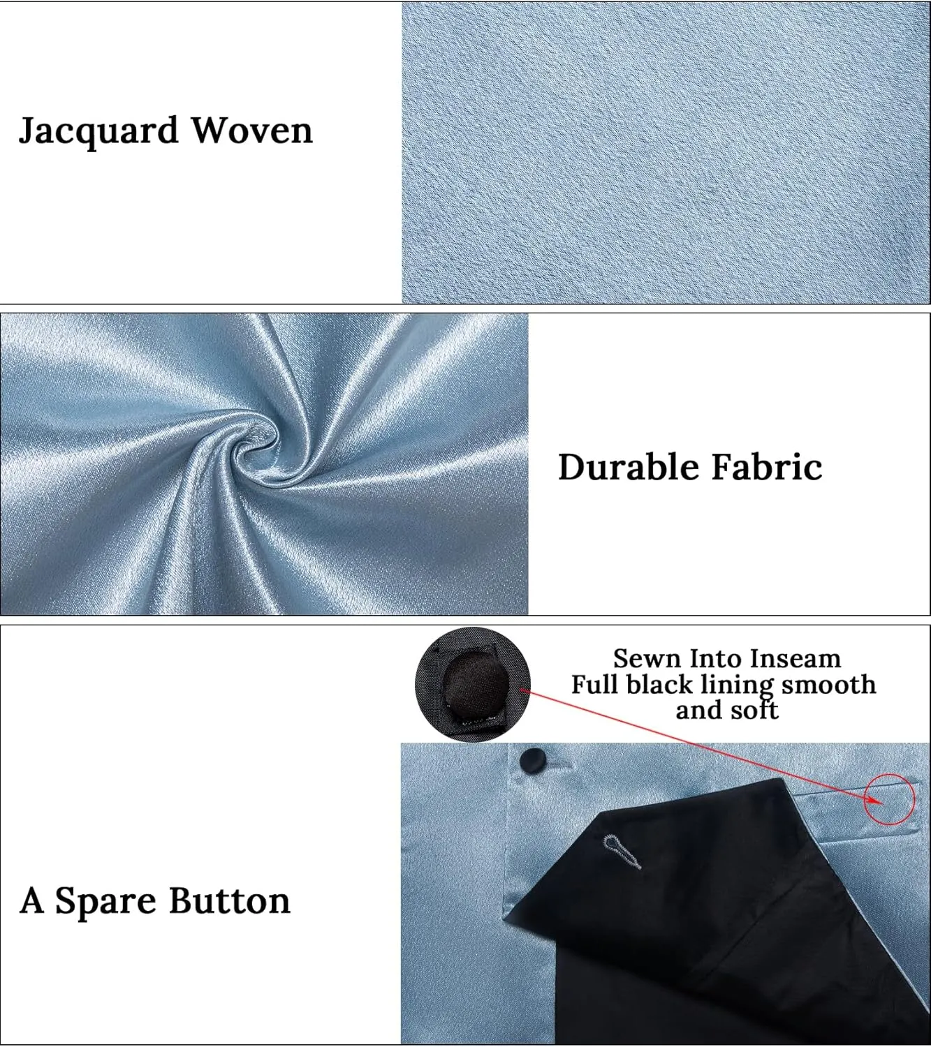 DiBanGu Mens Vest Formal Solid Color Waistcoat and Tie Pocket Square Set Satin Shawl Lapel Dress Vest Wedding Business