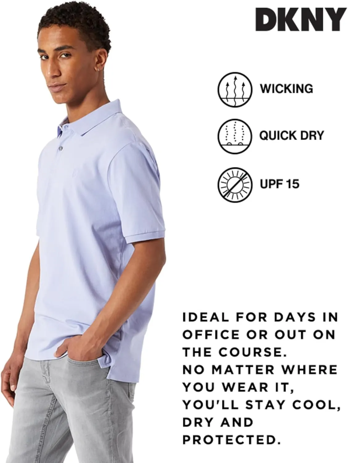 DKNY Polo Shirts for Men - Soft Stretch Casual Cotton Mens Polo Shirts | Modern Fit Short Sleeve Mens Polos