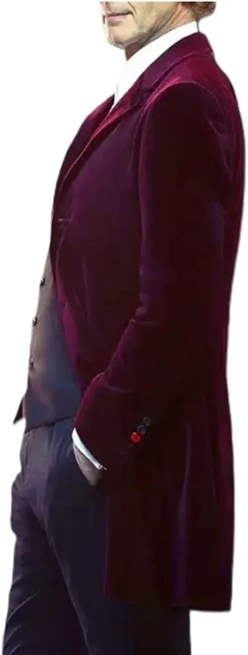 Doctor Who 12th Velvet Coat Peter Cosplay Long Wool Costume Coat Time Traveller Costume