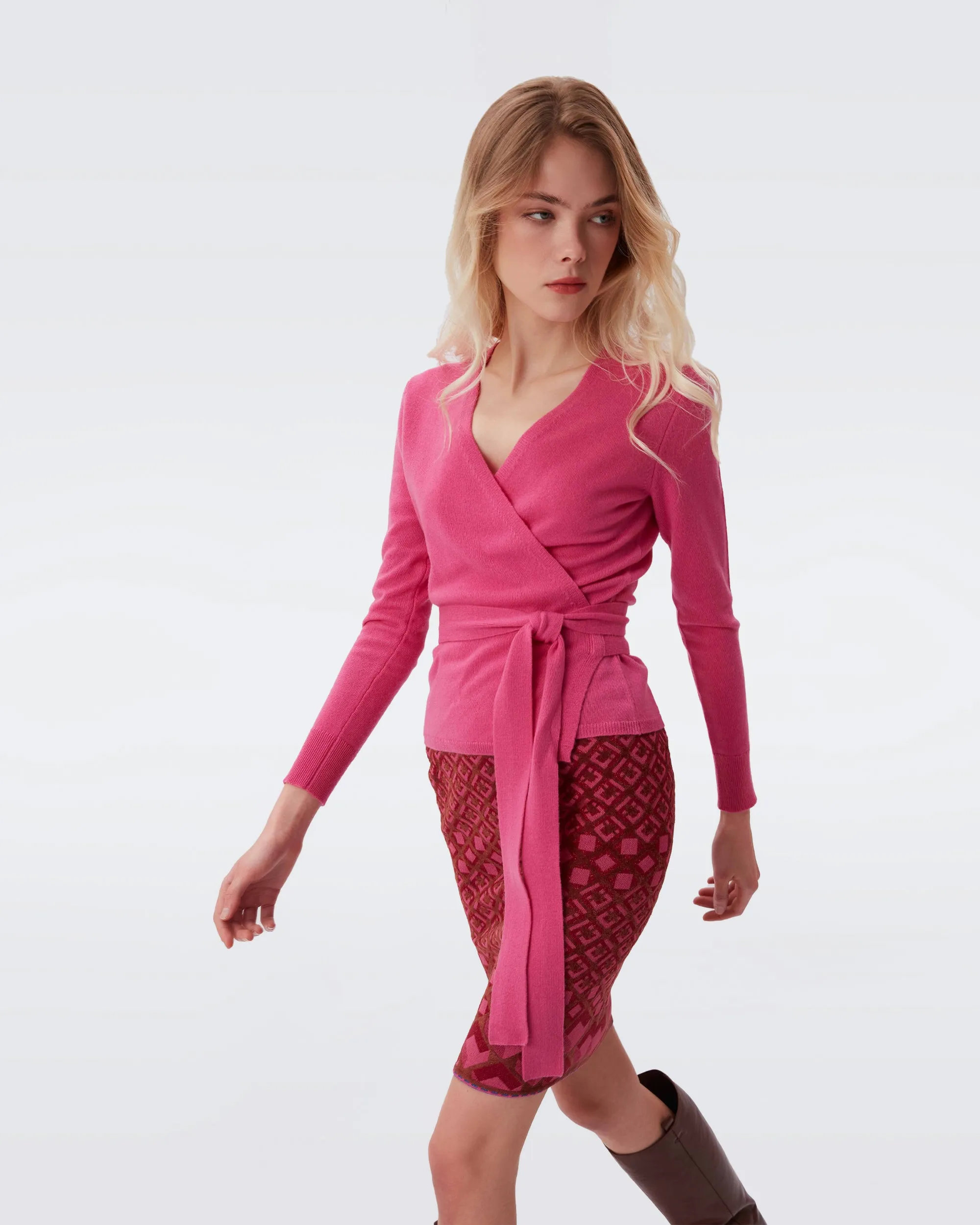 Evadine Wool-Cashmere Wrap Top