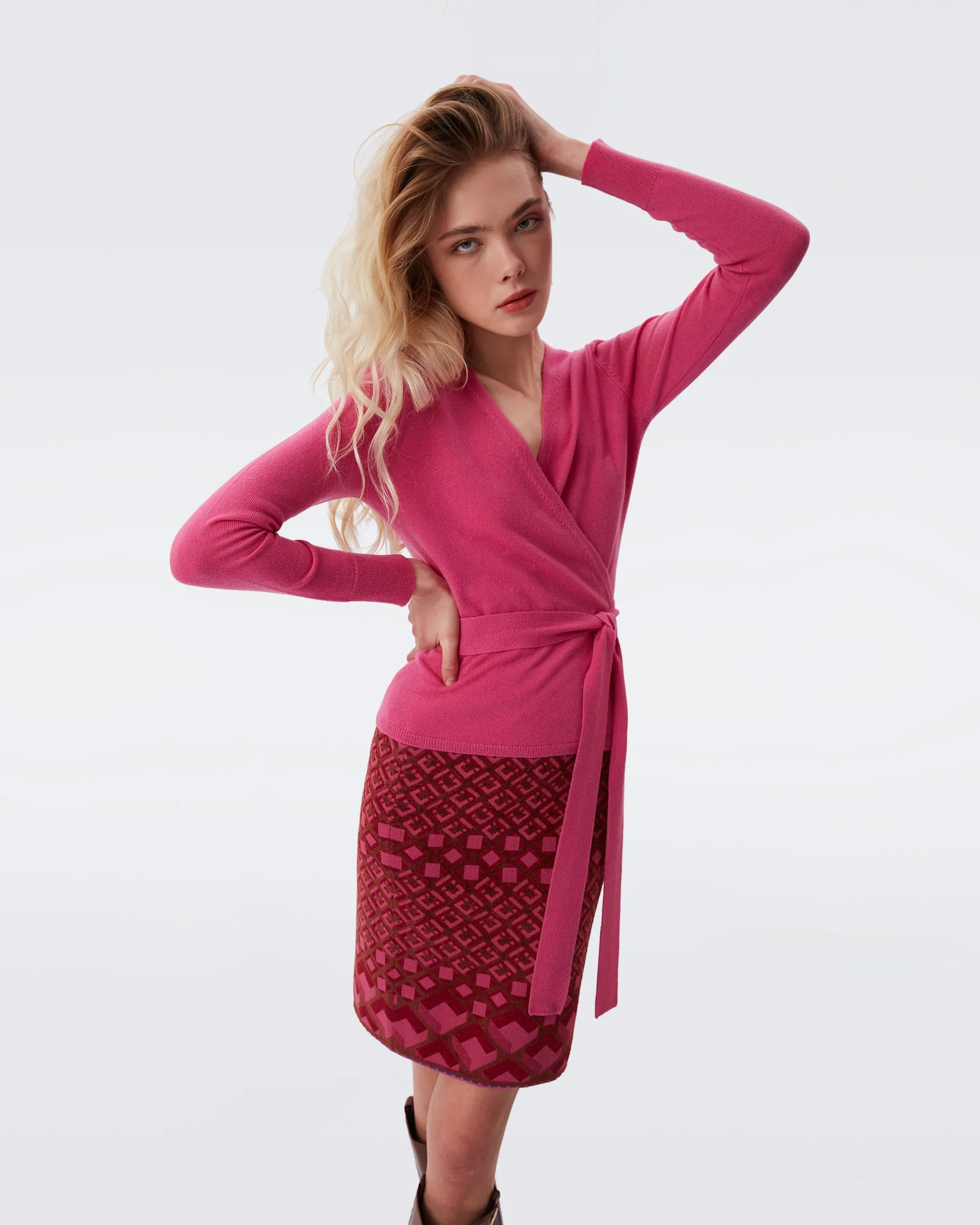 Evadine Wool-Cashmere Wrap Top