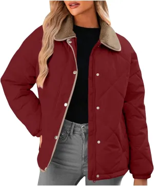 Fall Winter Jackets for Women 2024 Warm Quilted Jackets Lightweight Casual Puffer Jacket Padded Down Coat Outerwear