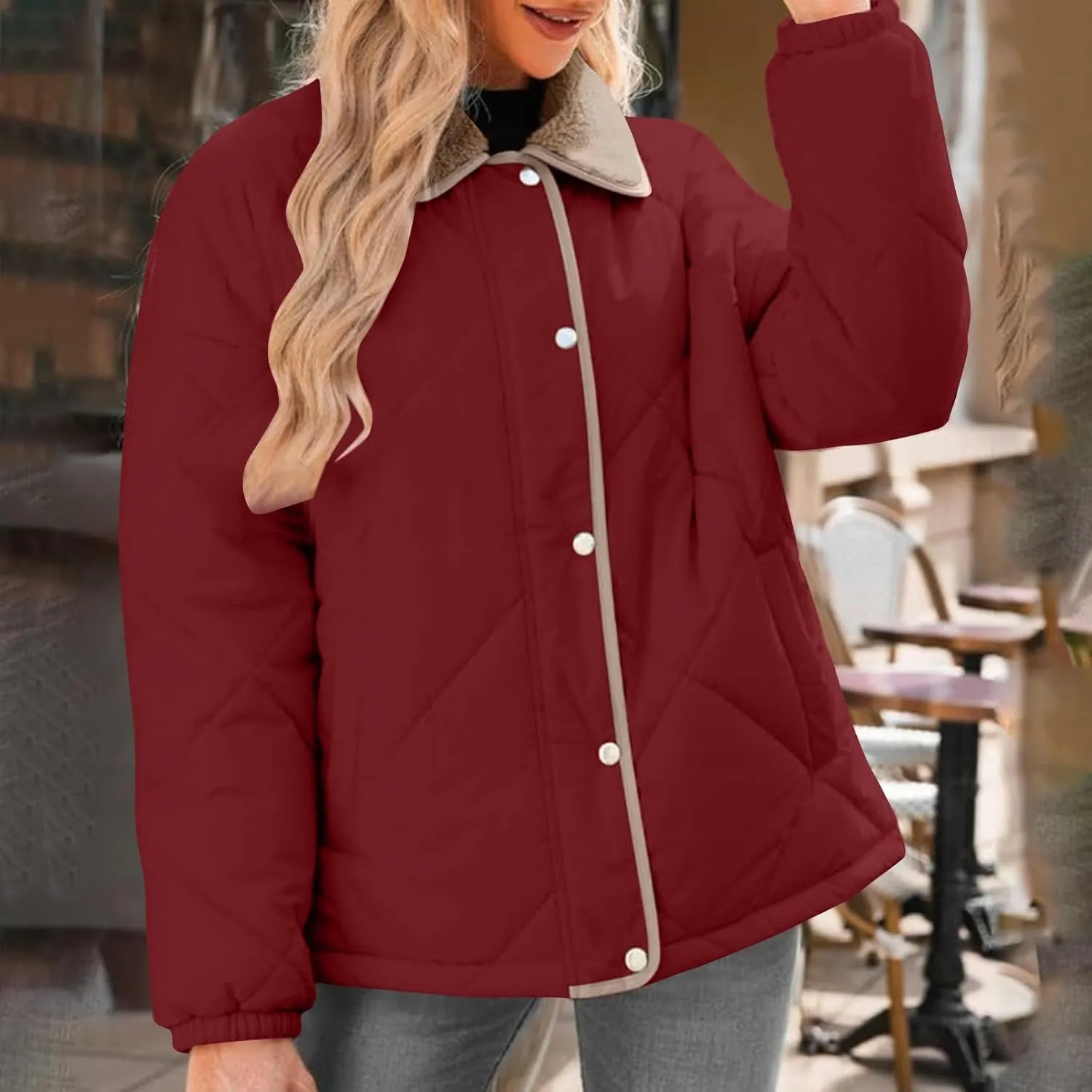 Fall Winter Jackets for Women 2024 Warm Quilted Jackets Lightweight Casual Puffer Jacket Padded Down Coat Outerwear