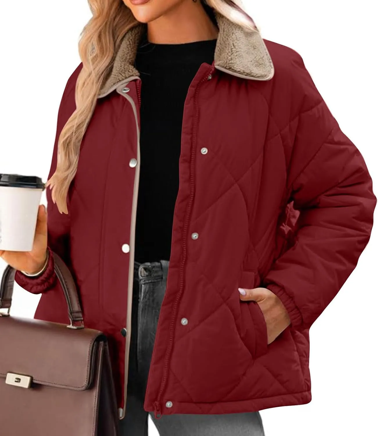 Fall Winter Jackets for Women 2024 Warm Quilted Jackets Lightweight Casual Puffer Jacket Padded Down Coat Outerwear