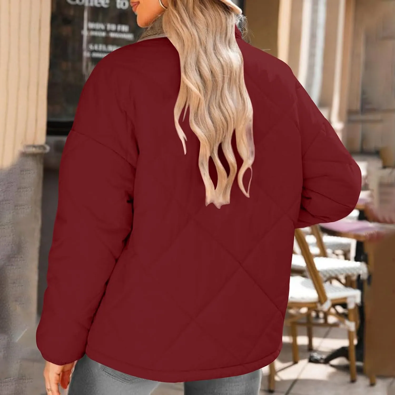 Fall Winter Jackets for Women 2024 Warm Quilted Jackets Lightweight Casual Puffer Jacket Padded Down Coat Outerwear