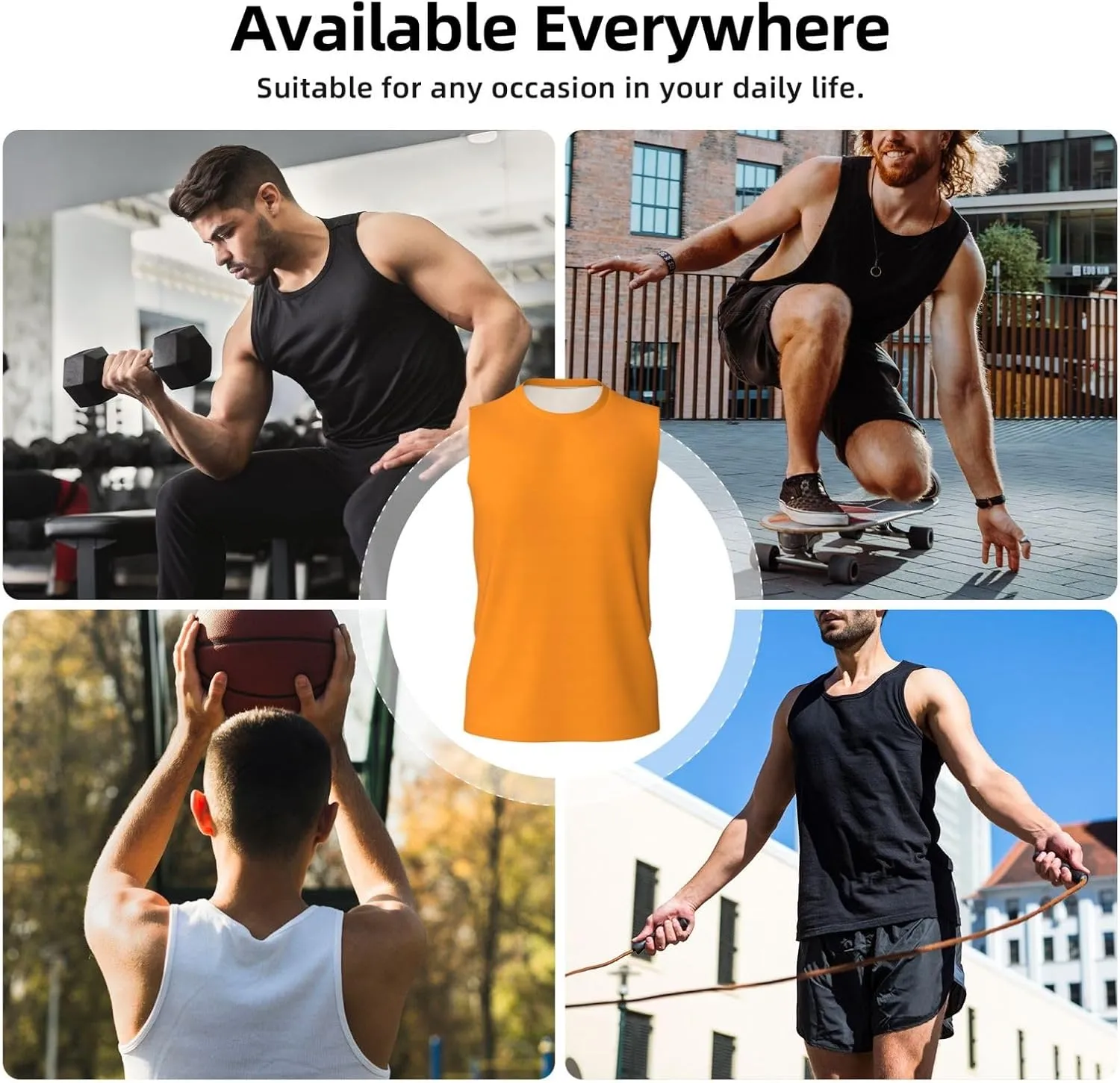 FEMOS Apricot - Men's Sleeveless T-Shirt,Quick Dry Muscle Workout Beach Tank Top,Running Gym Swim Shirt Loose