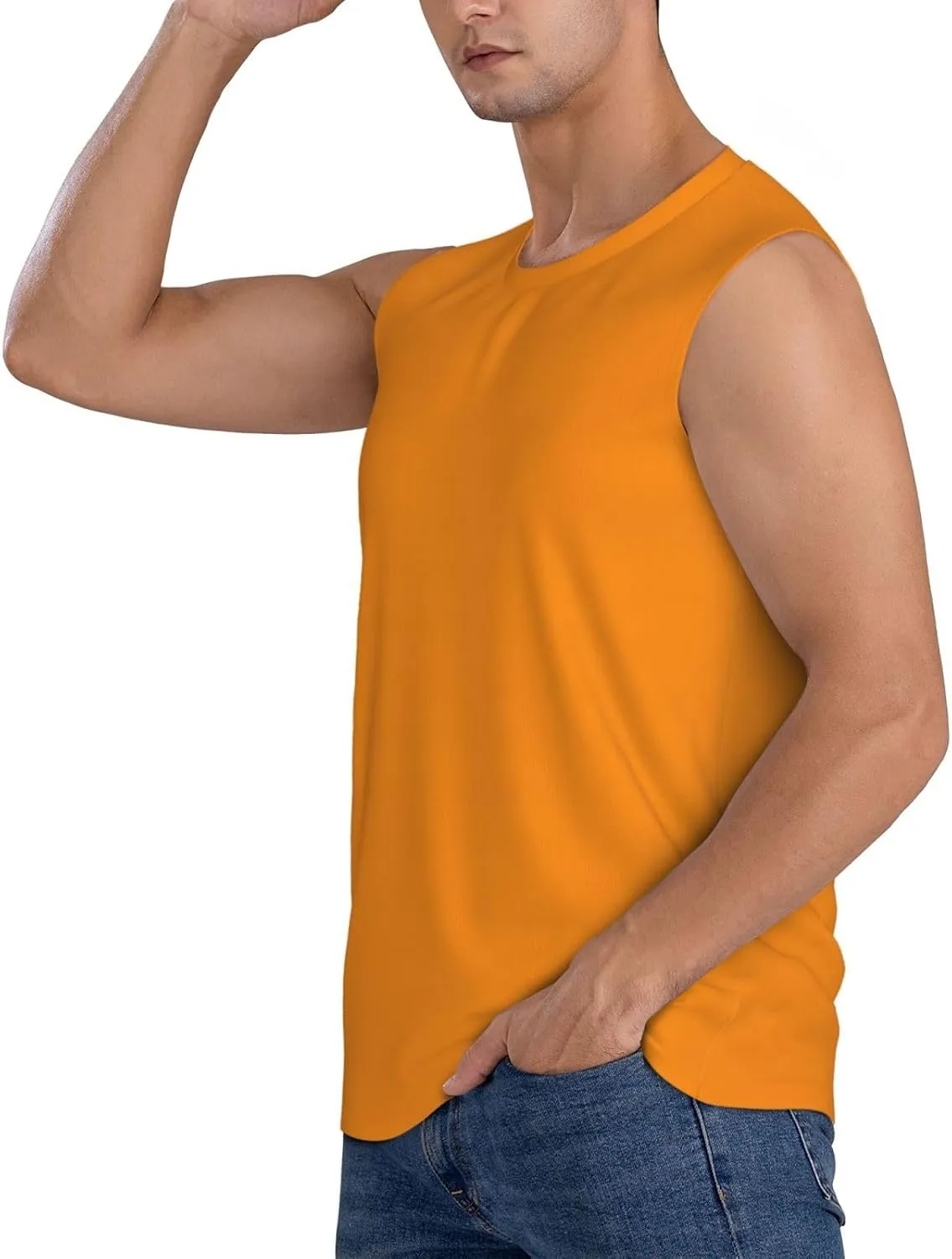 FEMOS Apricot - Men's Sleeveless T-Shirt,Quick Dry Muscle Workout Beach Tank Top,Running Gym Swim Shirt Loose