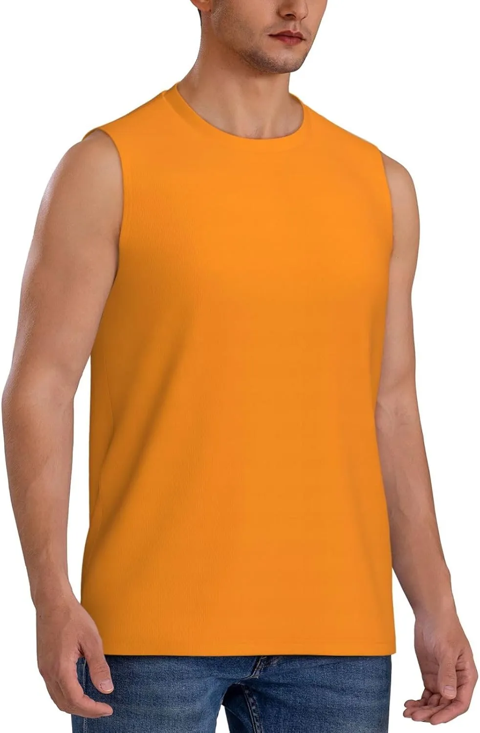 FEMOS Apricot - Men's Sleeveless T-Shirt,Quick Dry Muscle Workout Beach Tank Top,Running Gym Swim Shirt Loose
