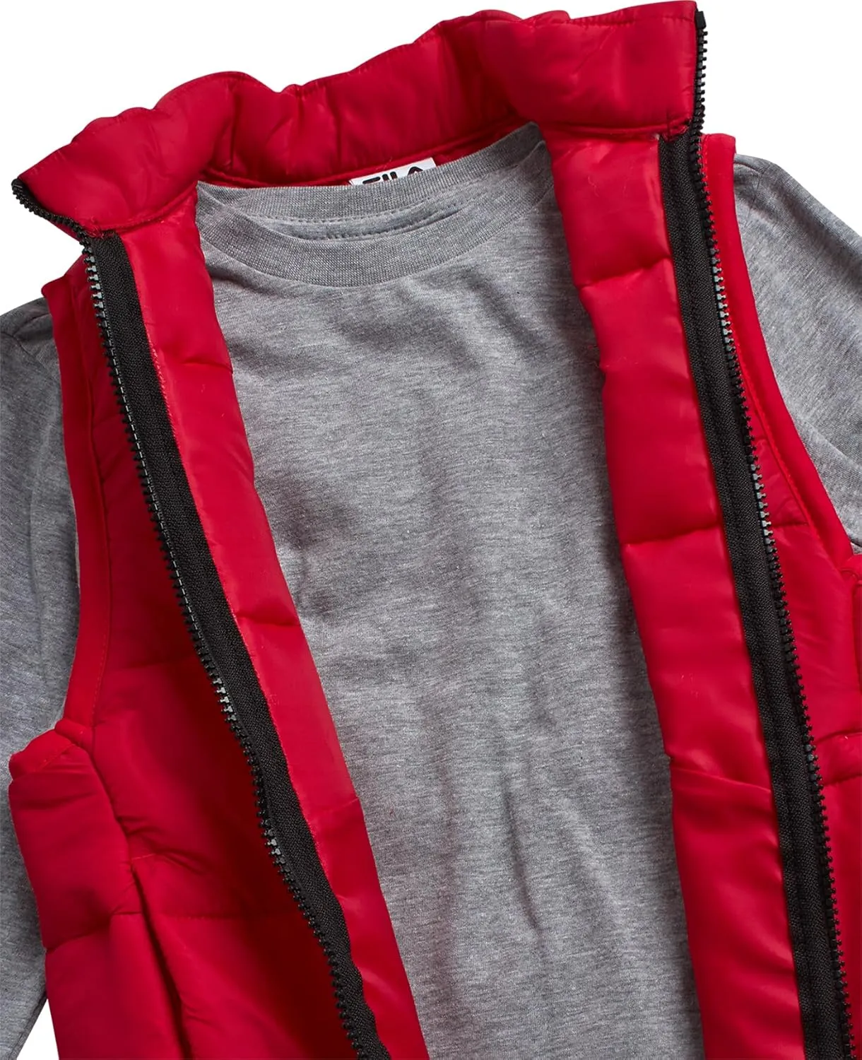 Fila Toddler Boys' Vest Set - 3 Piece Long Sleeve Jersey Tee, Quilted Taffeta Vest and Fleece Joggers for Boys (Sizes: 2T-7)