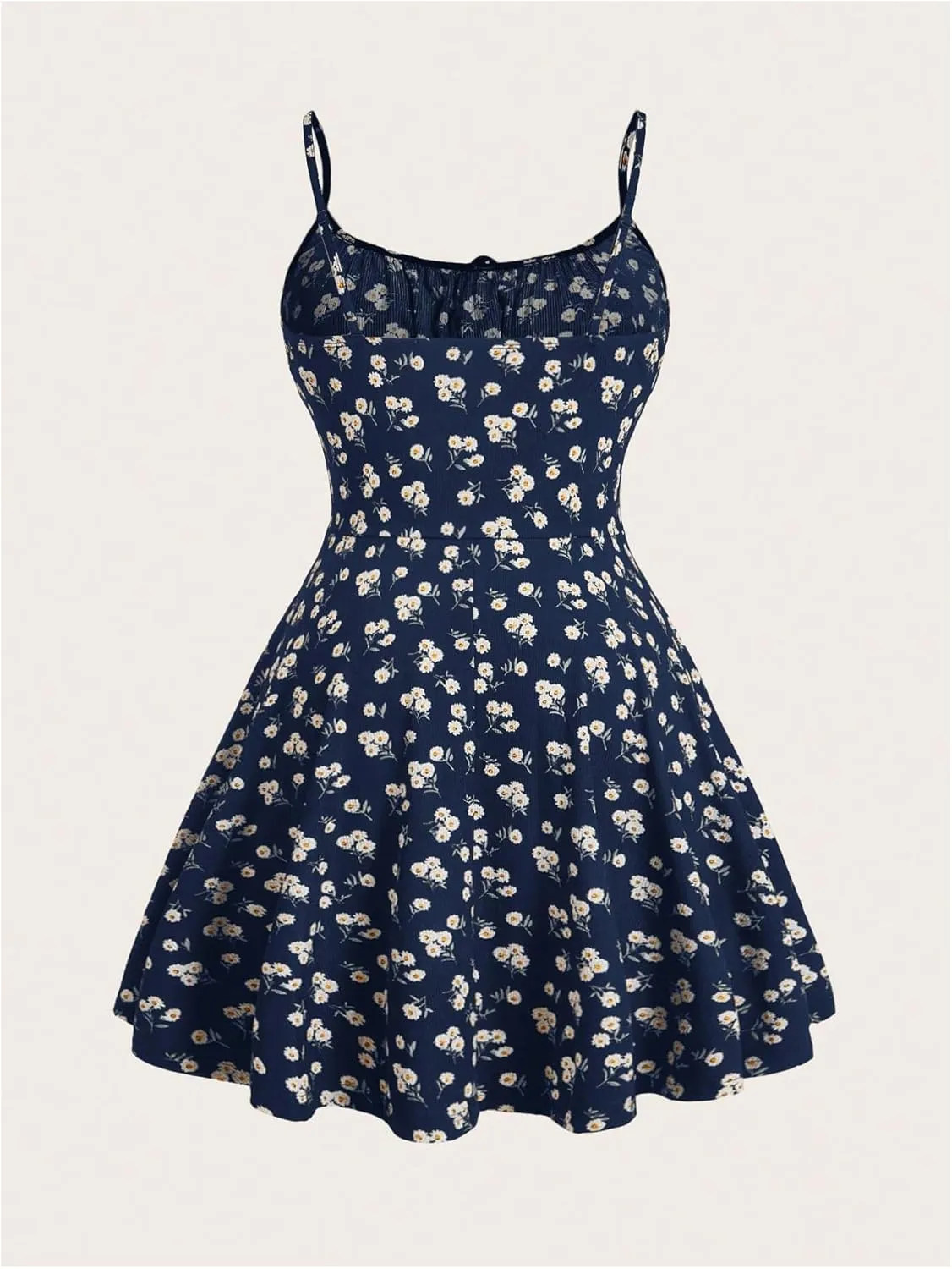Floerns Women's Plus Size Boho Floral Milkmaid Bow Tie Ruched Cami Summer Holiday Flowy Mini Dress