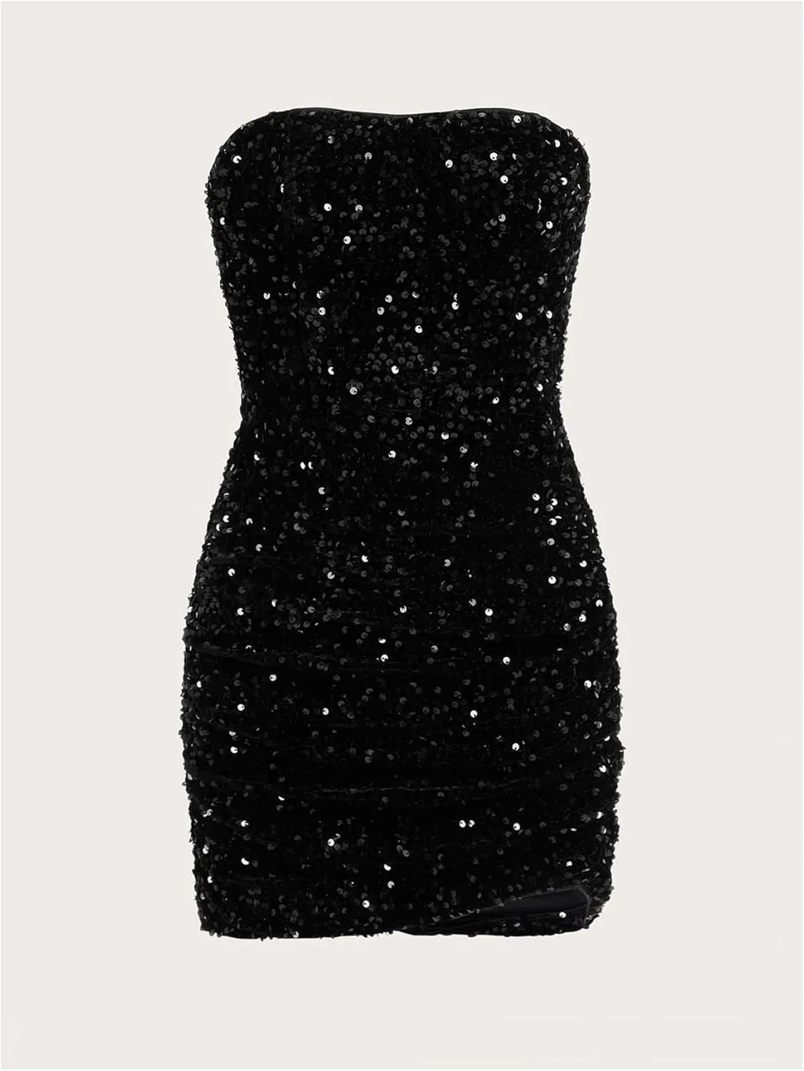 Floerns Women's Sequin Dress Sparkly Party Bodycon Mini Dress Strapless Tube Tops Dress