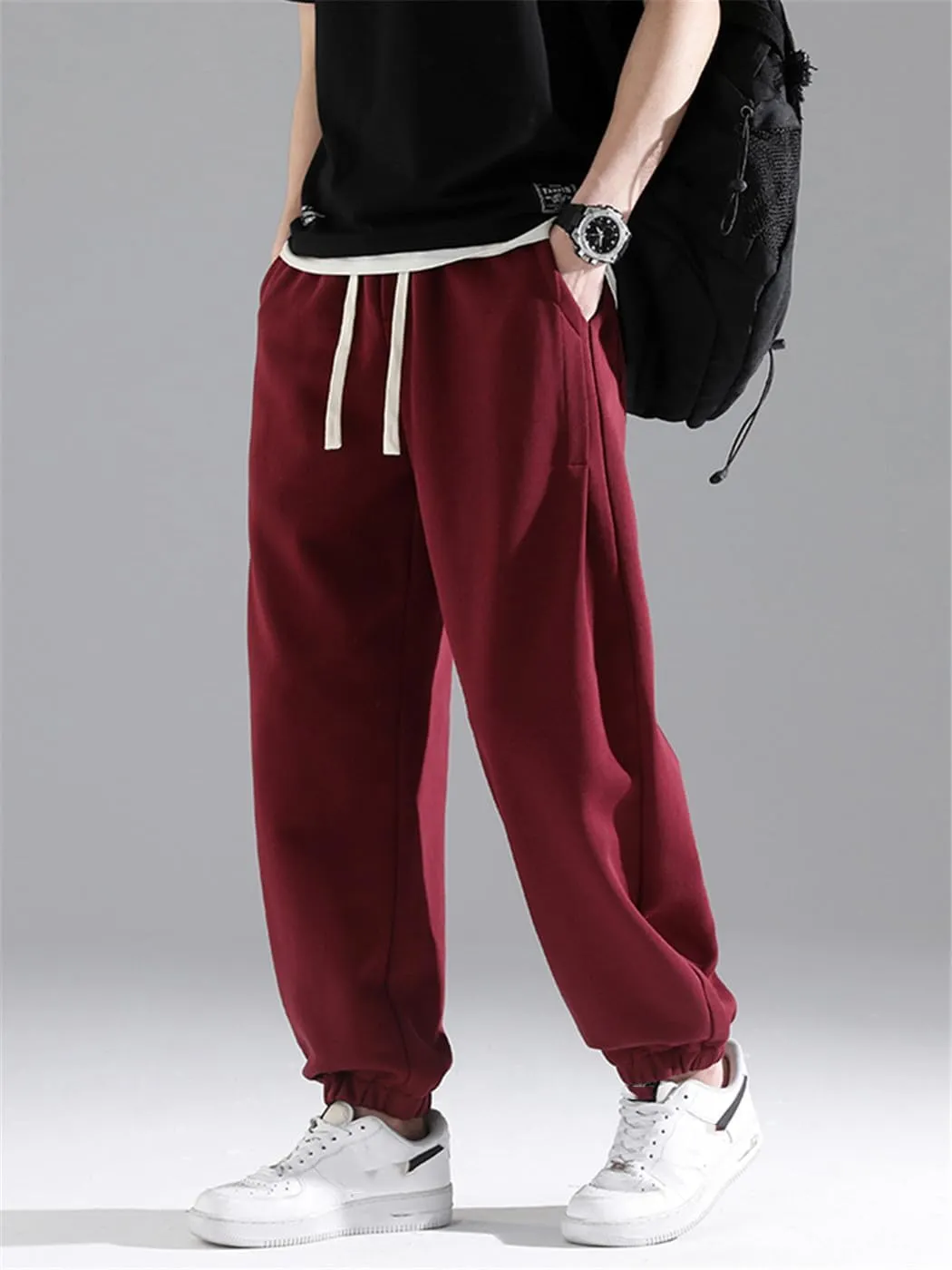 FULBHPRINT Men's Jogger Sweatpants Drawstring Streetwear Casual Baggy Trousers Cotton Loose Harem Pant Plus Size