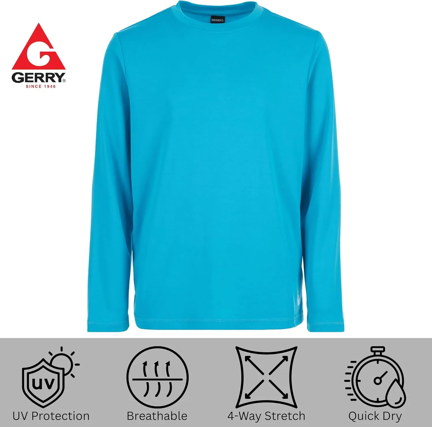 Gerry Rash Guard for Boys, Long Sleeve Boys Swim Shirt, UPF 50  SPF UV Sun Protection, Quick Dry Rashguard for Kids