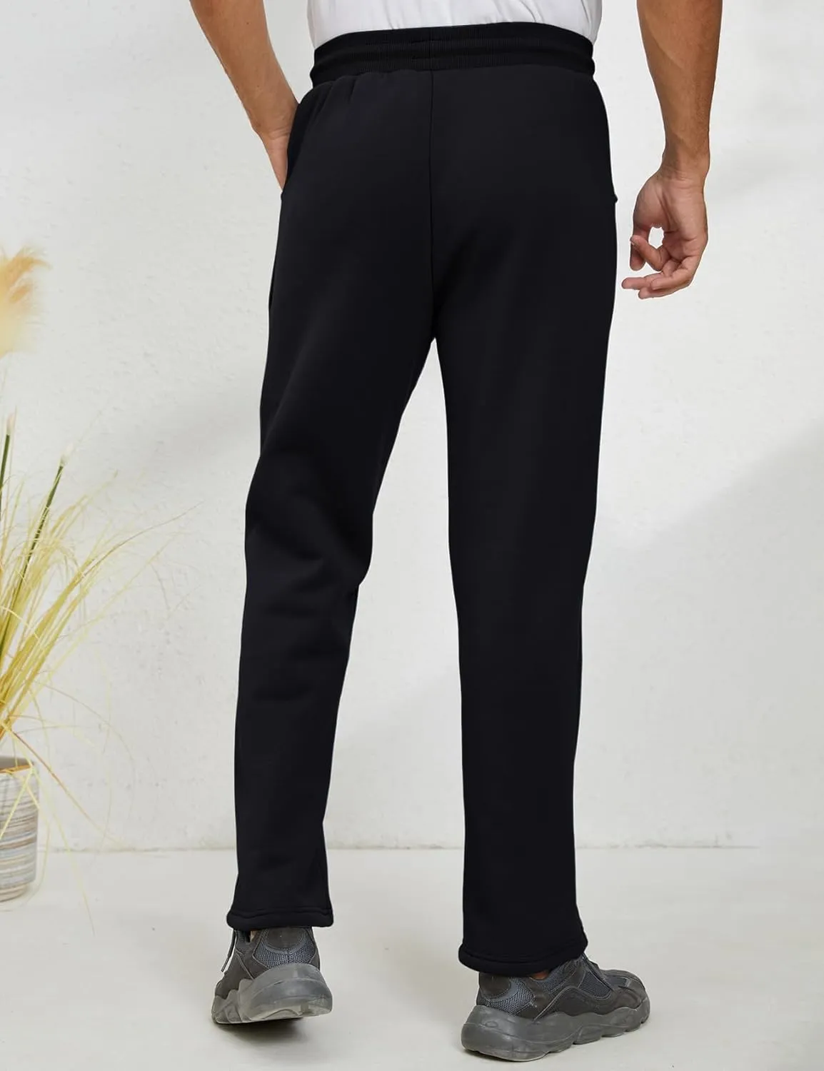 Gihuo Men's Winter Fleece Pants Sherpa Lined Sweatpants Active Running Jogger Pants