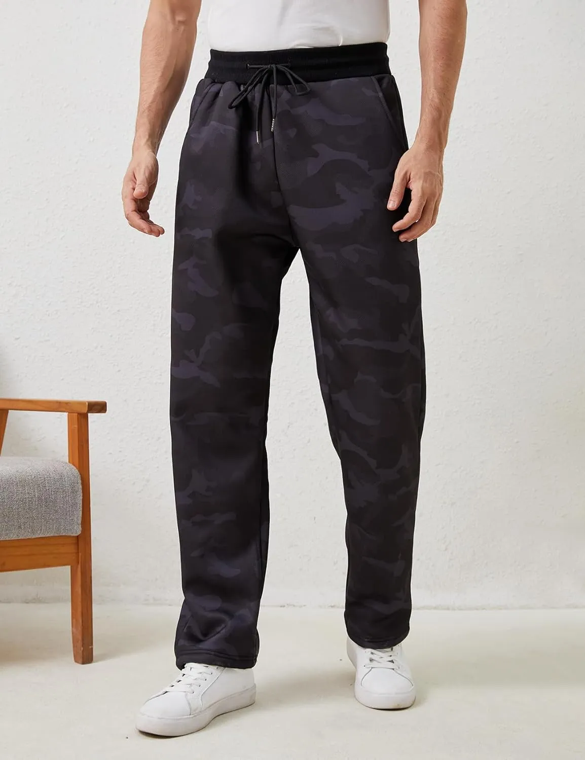 Gihuo Men's Winter Fleece Pants Sherpa Lined Sweatpants Active Running Jogger Pants