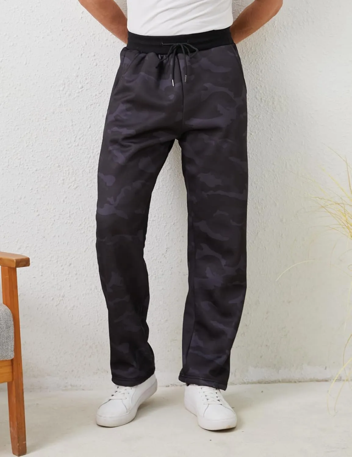 Gihuo Men's Winter Fleece Pants Sherpa Lined Sweatpants Active Running Jogger Pants