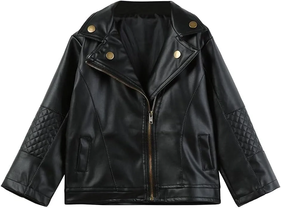 Girls Short Jacket Coat 1-4 Years Old,Fashion Infant Toddler Girls Kids Autumn Winter Leather Zipper Outerwear