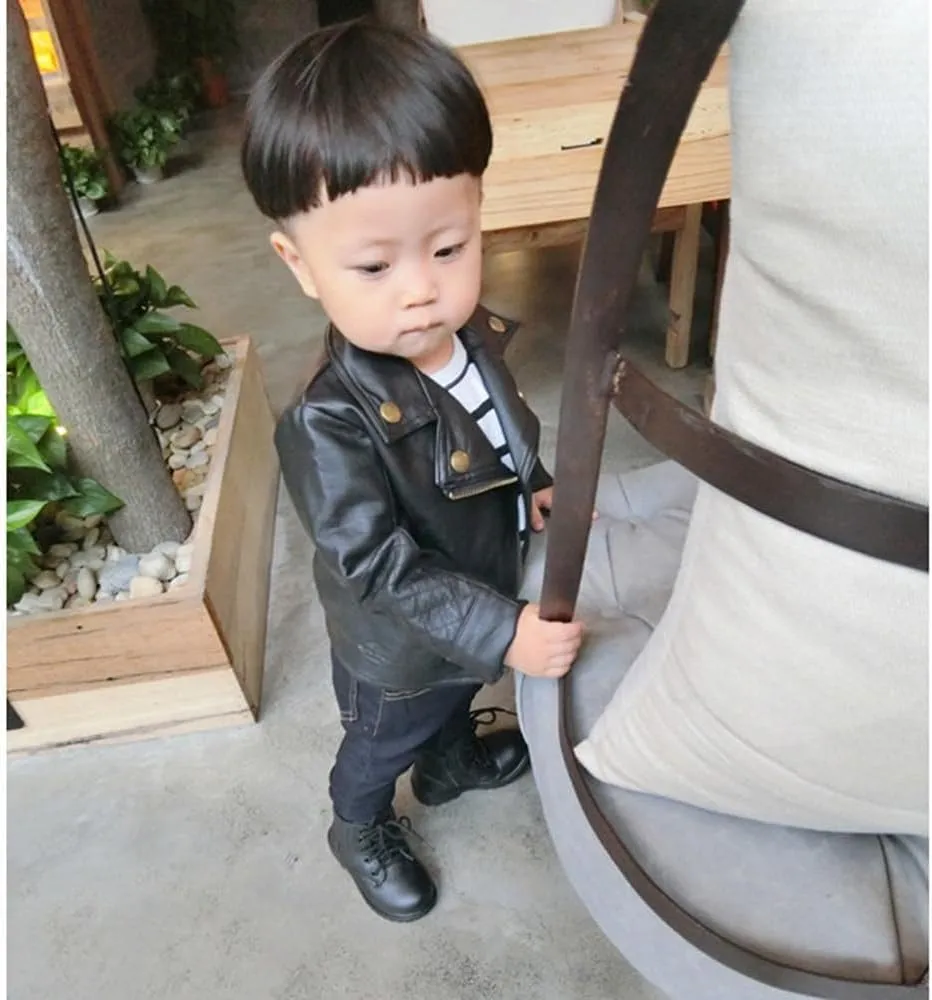 Girls Short Jacket Coat 1-4 Years Old,Fashion Infant Toddler Girls Kids Autumn Winter Leather Zipper Outerwear