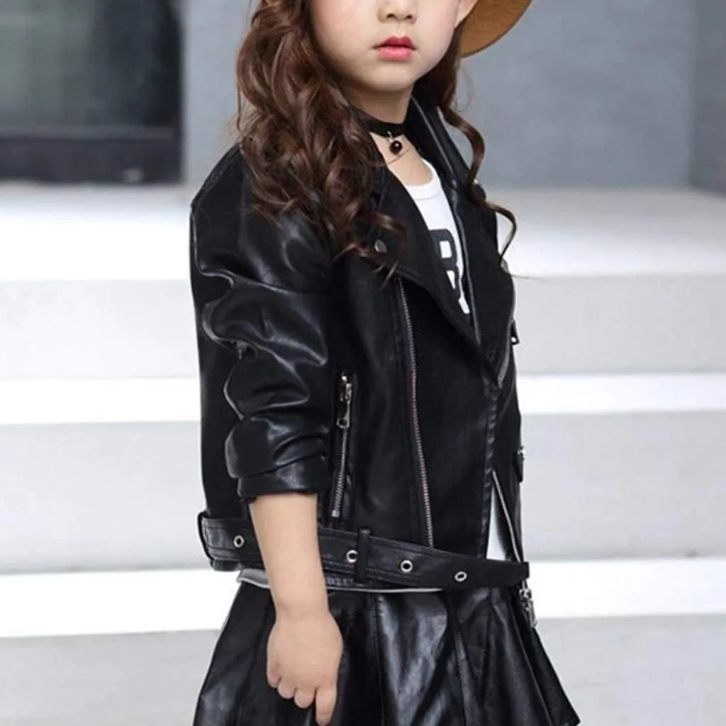 Girls Short Jacket Coat 1-4 Years Old,Fashion Infant Toddler Girls Kids Autumn Winter Leather Zipper Outerwear