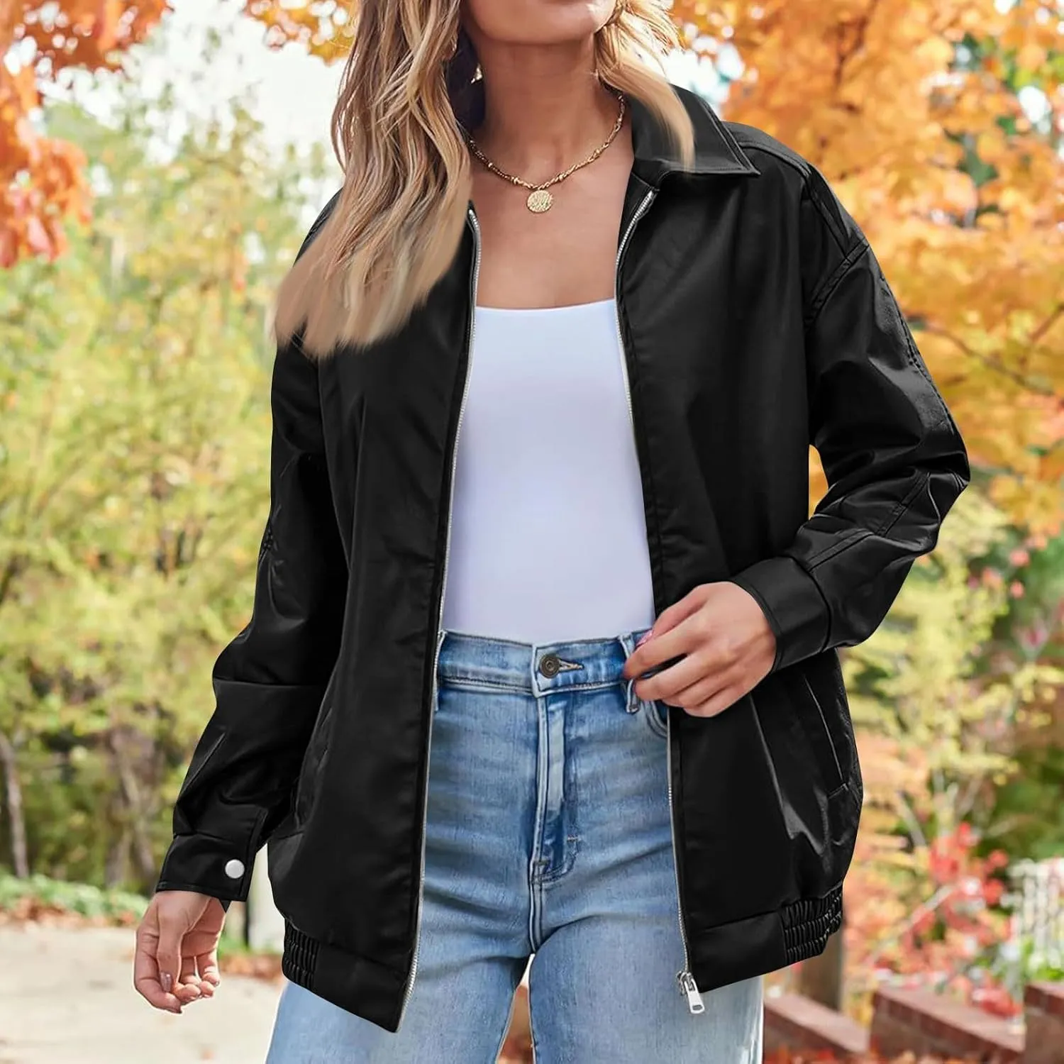 GOFULY Leather Jacket Women Oversized Faux Zip Up Casual Coats Trendy 2024 Motocycle Jackets Winter Fall Clothes With Pockets