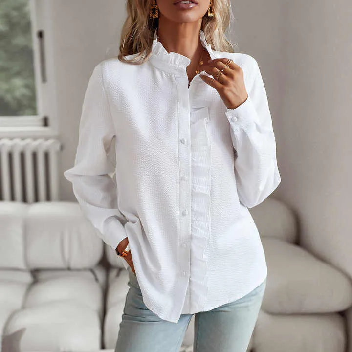 Grace  Ruffled Button-Up Blouse