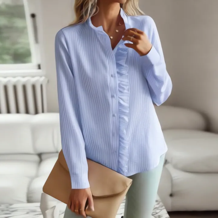 Grace  Ruffled Button-Up Blouse