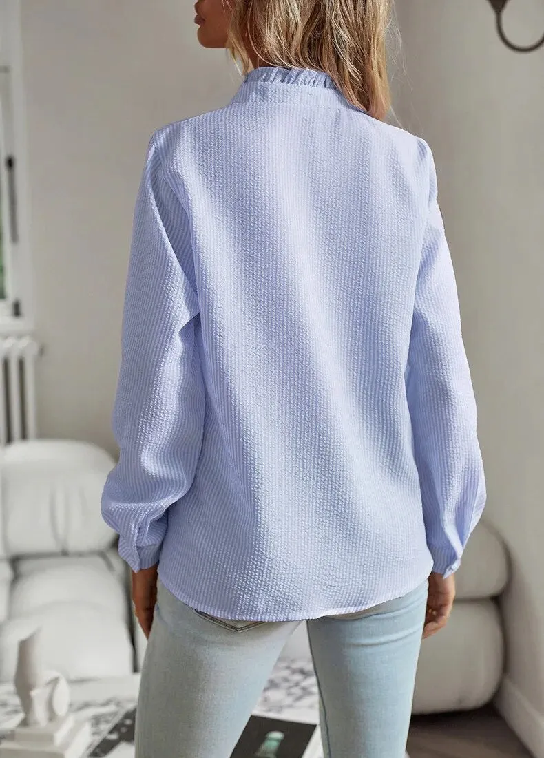 Grace  Ruffled Button-Up Blouse