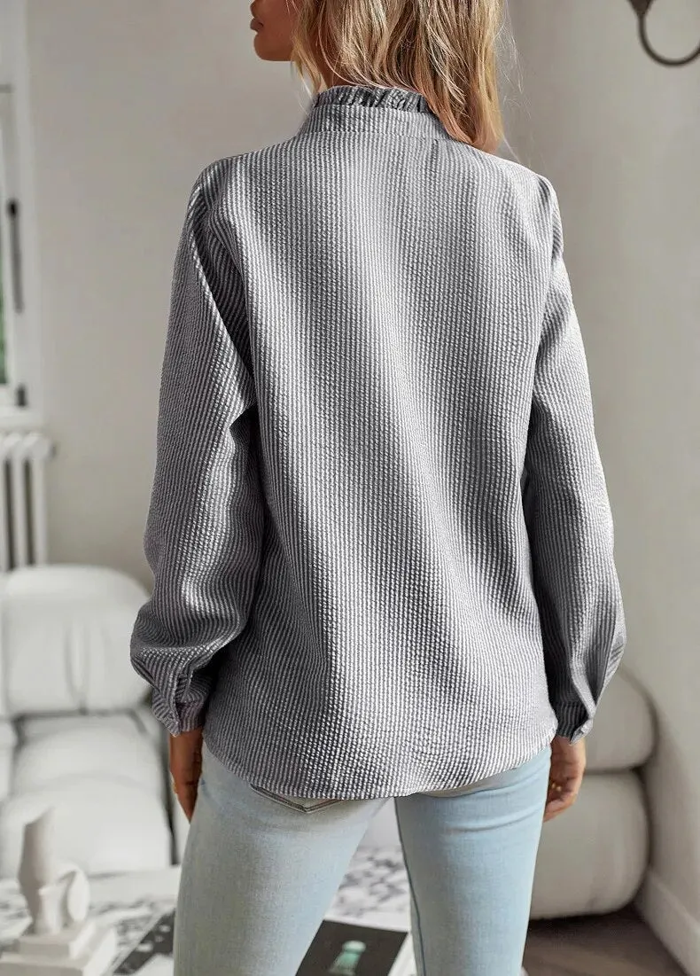 Grace  Ruffled Button-Up Blouse