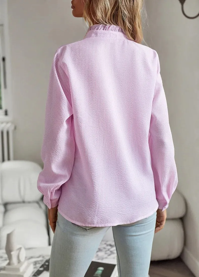 Grace  Ruffled Button-Up Blouse