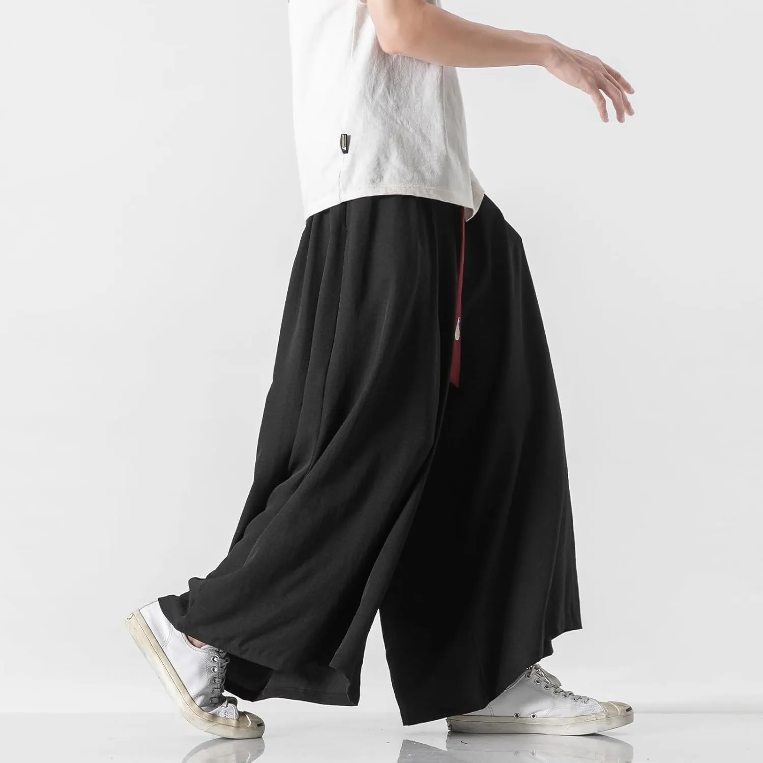 GURUNVANI Men's Wide Leg Pants Japanese Yoga Pants Hip Hop Baggy Trousers