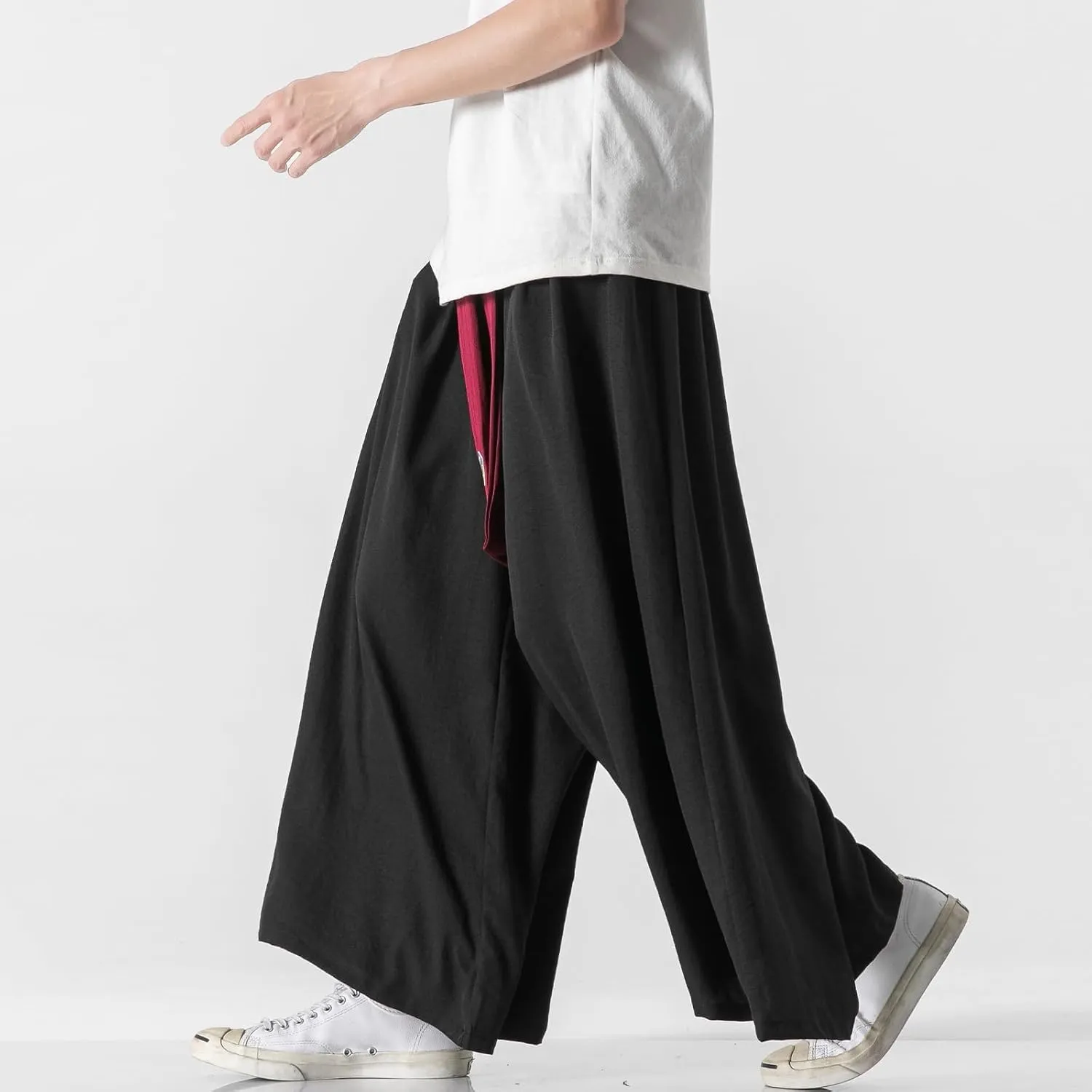 GURUNVANI Men's Wide Leg Pants Japanese Yoga Pants Hip Hop Baggy Trousers