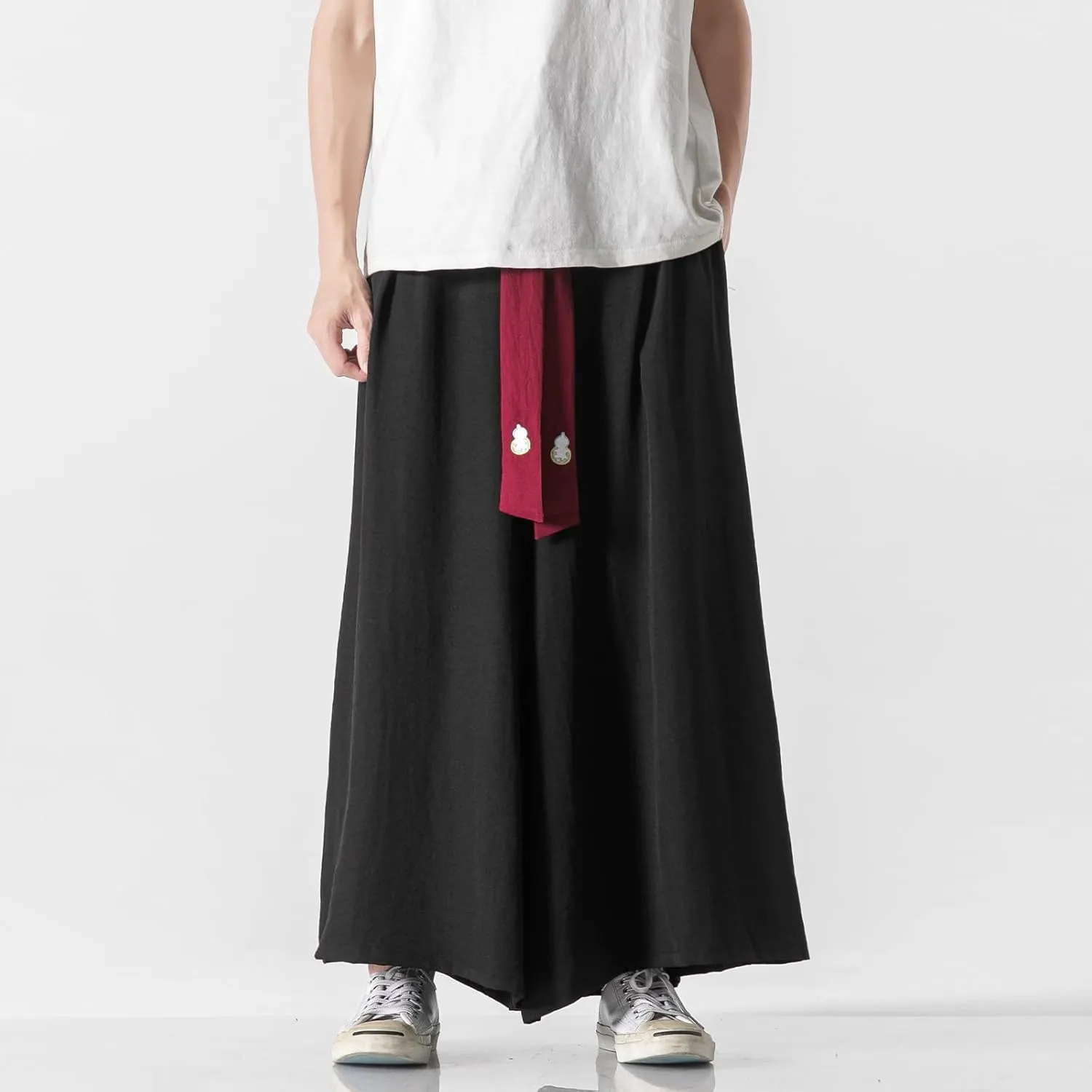 GURUNVANI Men's Wide Leg Pants Japanese Yoga Pants Hip Hop Baggy Trousers