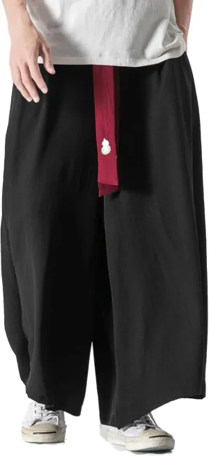 GURUNVANI Men's Wide Leg Pants Japanese Yoga Pants Hip Hop Baggy Trousers