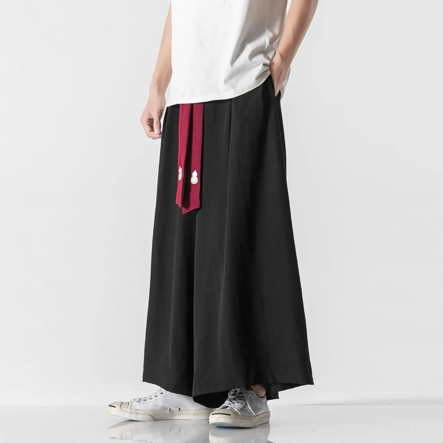 GURUNVANI Men's Wide Leg Pants Japanese Yoga Pants Hip Hop Baggy Trousers
